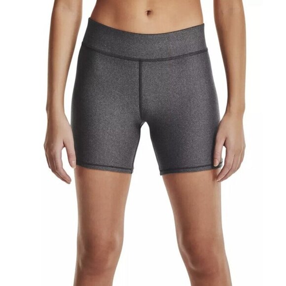 Under Armour Women 5” Charcoal Heather Middy Mid Rise Shorts (1360938) Small - Picture 2 of 11
